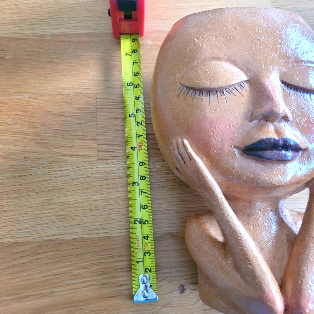 Art Deco Girl Head Planter | Vase | Fun | Resin | Flower Plant Holder Desk Decor - Picture 4 of 5
